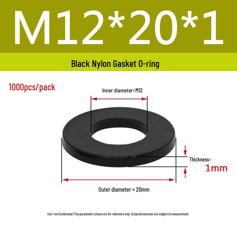 Black Nylon Plastic Flat Washer Ring M2-M20