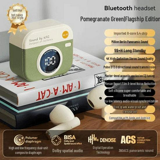 Q86 Ретро-камера Стиль Bluetooth Чехол для Наушников с Цифровым Дисплеем и Длительным Сроком Работы Батареи - Оригинальные Внутриканальные Наушники Серии Q