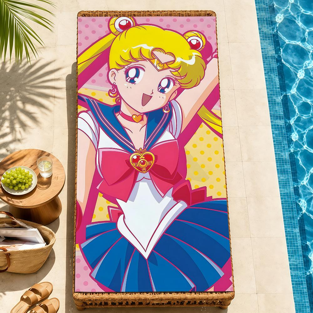 anime cartoon cute S-SailorS M-Moon FK Towel Pool soft Beach Towels Trip swim bath Towel Gym Spa home room Decor Holiday Gift
