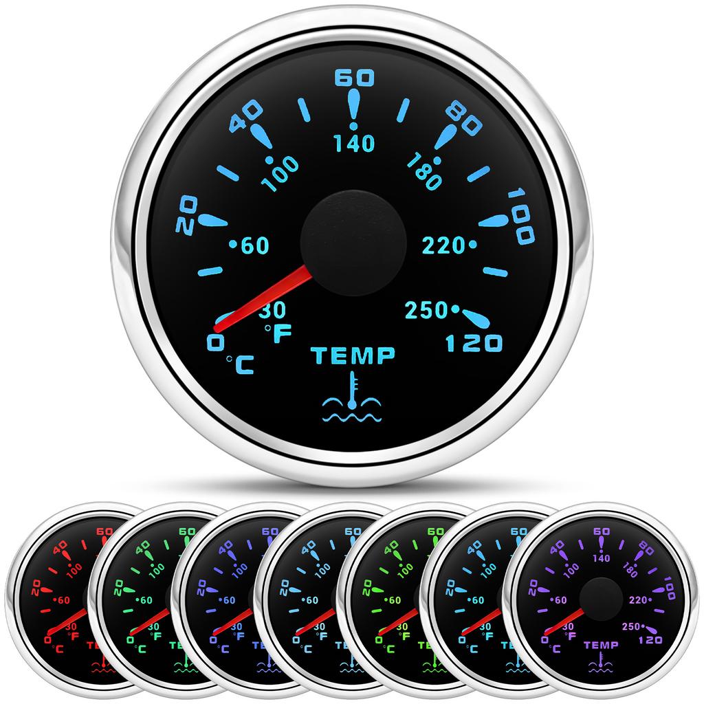 0-120℃/30-250℉ Water Temperature Gauge 7Color Backlight Waterproof / Car Water Temperature Sensor Digital pointer Car Gauge