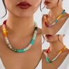 Handmade Colorful Beads Choker Necklace Acrylic Y2K Neck Jewelry Rainbow Clavicle Chain  for Women