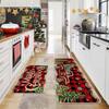 Christmas Kitchen Mats for Floor, Christmas Kitchen Rugs Set of 2 - Farmhouse Truck Red Buffalo Plaid Christmas Kitchen Decor