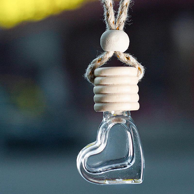 Пустые флаконы для автомобильного диффузора 6 мл, освежители воздуха в форме сердца, флаконы для духов, пустые стеклянные украшения для автомобиля, аксессуары
