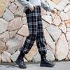 Black and White Plaid Pants Female Small Spring and Autumn High Waist Loose Straight Hanging Sense Casual Pants Mopping Wide-leg Pants