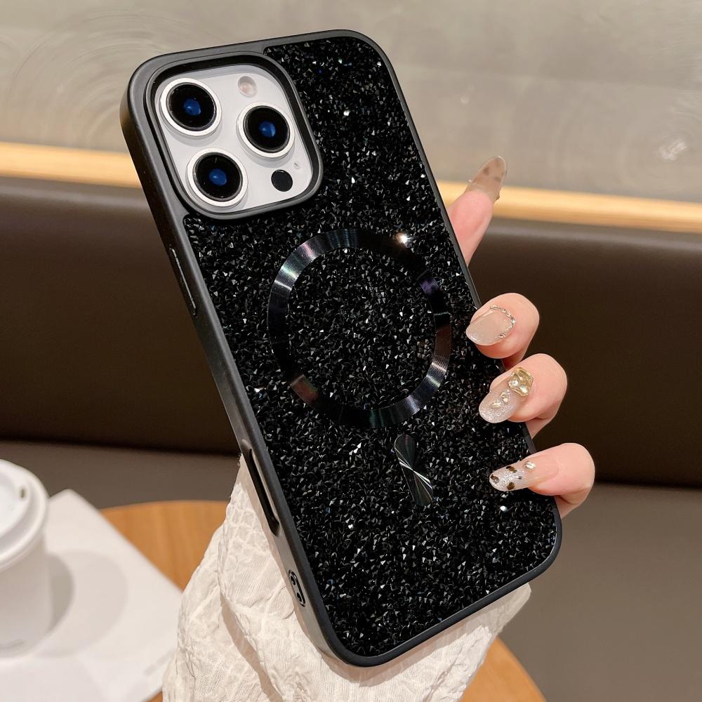 Glitter Sparkling Rhinestones Diamond For Magsafe Case For iPhone 18 17 16 Pro Max 15 14 13 12 11 Magnetic Wireless Charge Cover