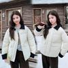 Женская короткая вельветовая одежда с контрастным лацканом, зимняя новая, повседневная хлопковая одежда с хлопковой набивкой, одежда с хлопковой набивкой