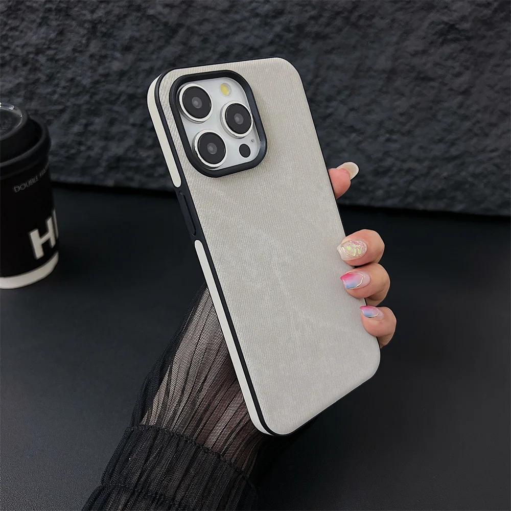 Винтажный кожаный противоударный матовый чехол для телефона iPhone 15 14 13 12 11 Pro Max Plus Business ультратонкий мягкий силиконовый чехол