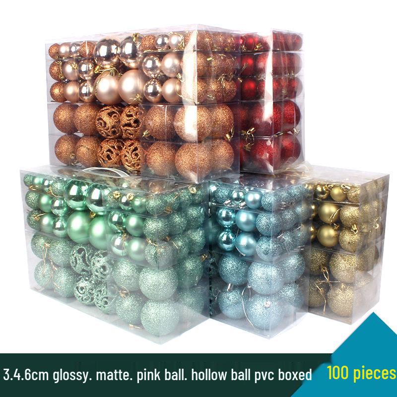 Набор из 100 штук блестящих и матовых розовых рождественских украшений 3-6 см в ПВХ коробке
