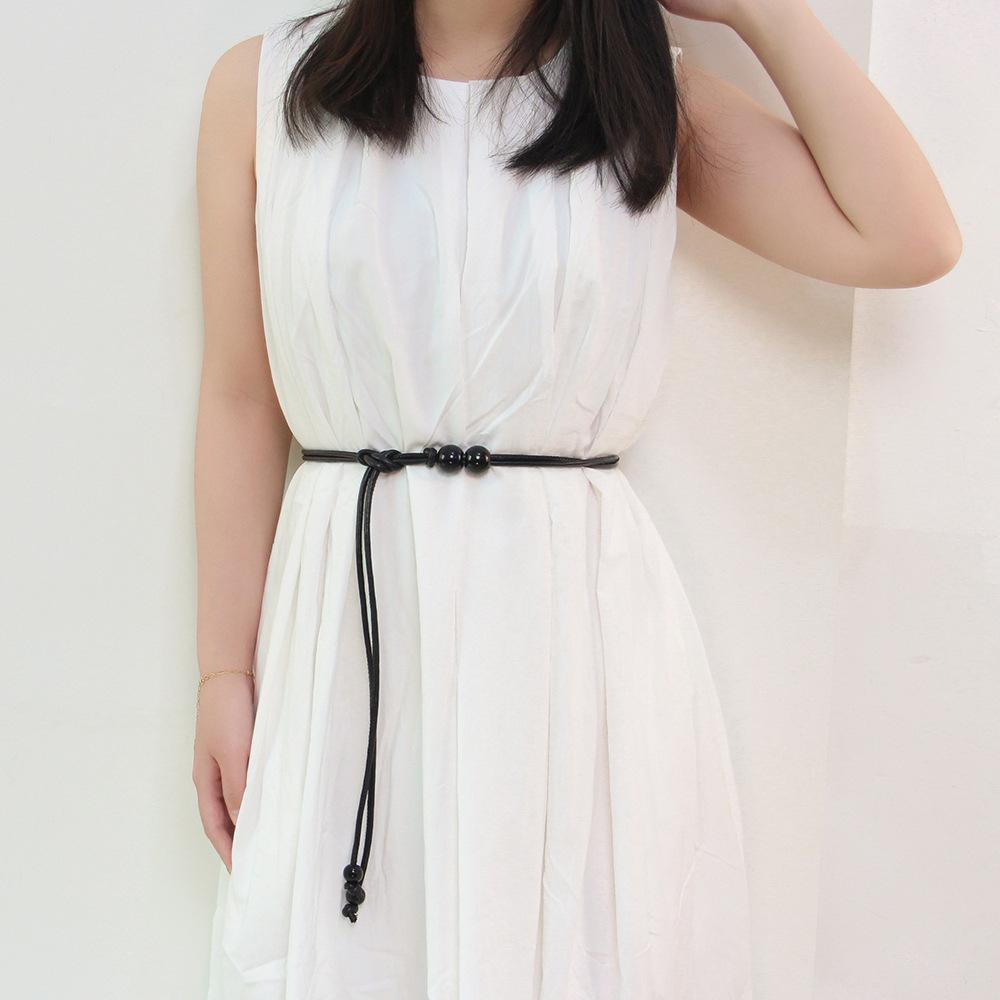 Новый китайский стиль поясная веревка тонкий ремень для женщин этнический стиль кожаная веревка бисерное платье длинная веревка завязанная поясная цепочка ювелирные изделия