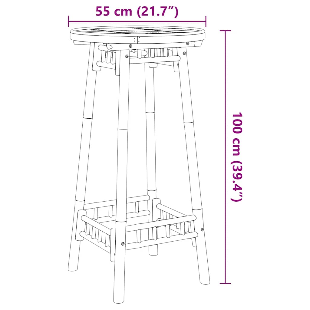 Garden Bar Table Round Ø55x100 cm Bamboo