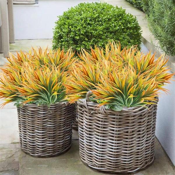 5 pcsOutdoor Fake Plants UV Resistant Artificial Tropical Plants Spider Ivy Fake Grass for Home Window Garden Office Patio Hanging Planter