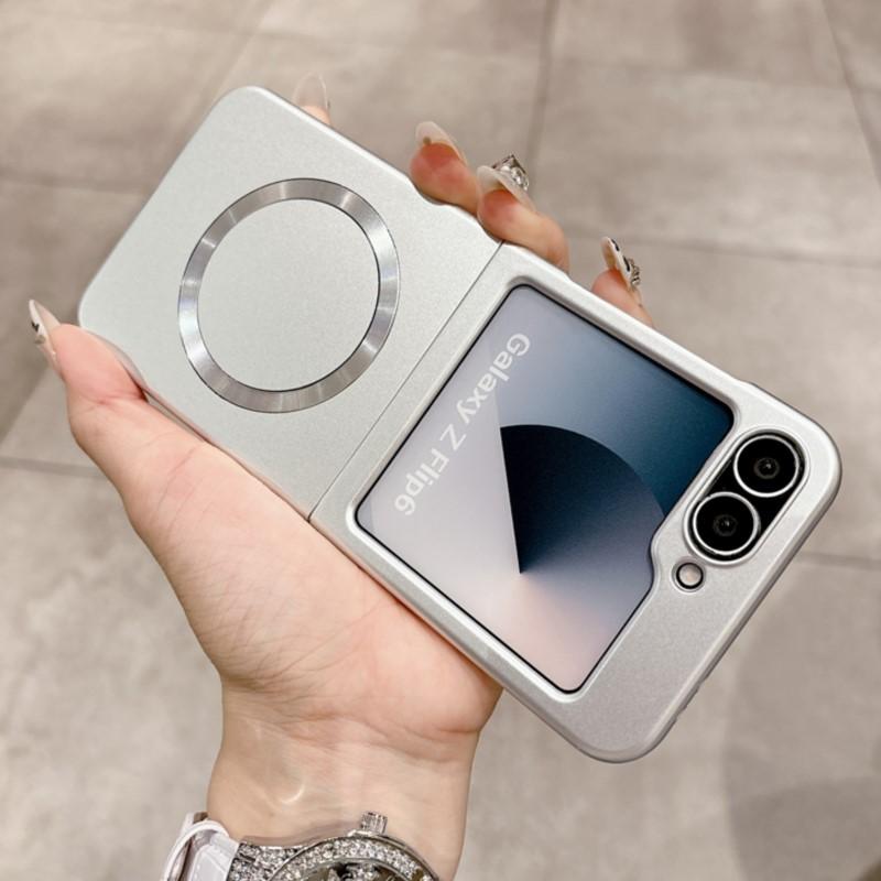 Роскошный матовый жесткий чехол с магнитной фиксацией Magsafe для Samsung Galaxy Z Flip 7 6 5 4 3 Zflip 7 Противоударный Беспроводная зарядка Тонкая накладка
