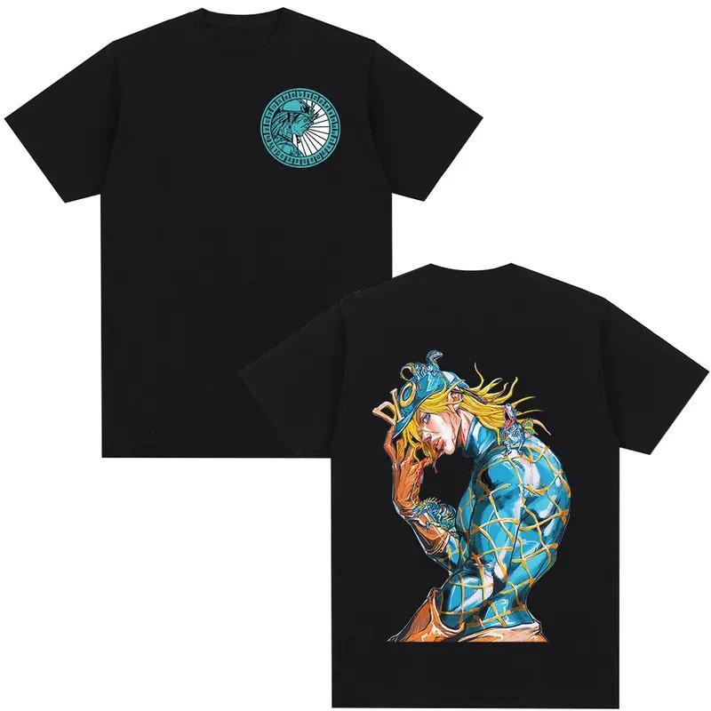 Mens Cotton Graphic Tee JoJo Bizarre Adventure Steel Ball Run Dieg Print Streetwear Short Sleeve T-Shirt