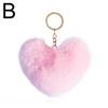 Fluffy Pompom Keychain Heart Plush Hair Ball Keychain Car Pendant Bags Chain Key Women Lov A9C0