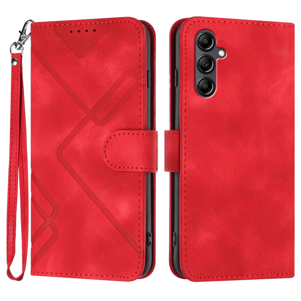 For Samsung Galaxy A15 5G/Galaxy A15 4G Wallet Case Line Imprinted PU Leather Phone Cover with Strap