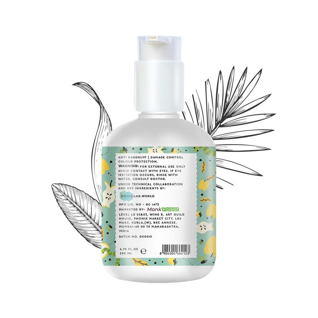 Monk Forest Пенящийся шампунь против перхоти и контроля повреждений Green Apple Без сульфатов и парабенов