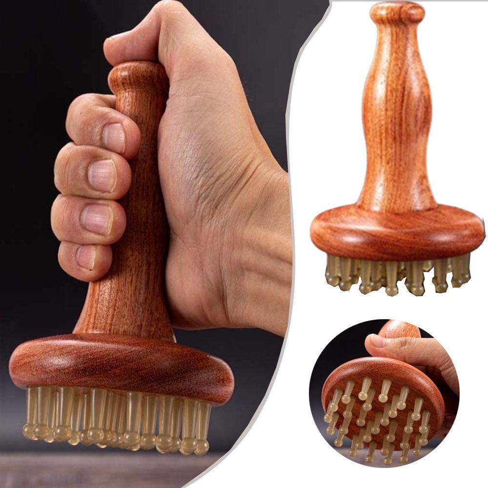 Cow Horn Meridian Massager Wood Grain Horn Massage Comb Gua Sha Massage Tool Leg Massage