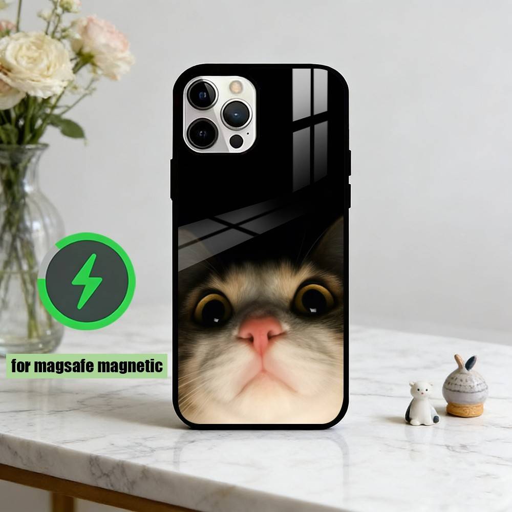 Funny Cute Cat Phone Case For iPhone17,16,15,14,13,12,11 Plus,Pro Magnetic with Magsafe Wireless Charging
