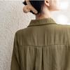 Винтажные зеленые повседневные рубашки с длинным рукавом, женские свободные модные весенне-осенние женские блузки на пуговицах, элегантные однотонные офисные простые женские рубашки 25860
