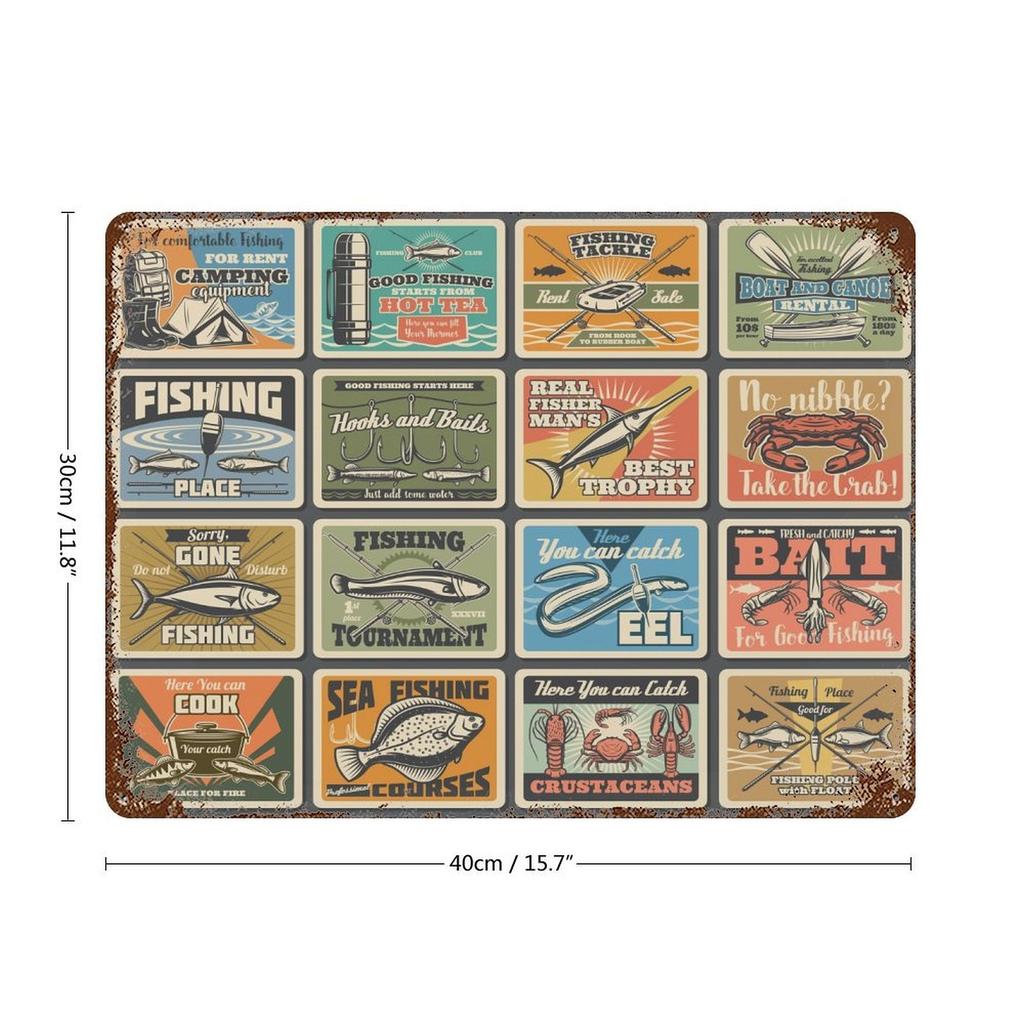 1-Pack Vintage Distressed Metal Plaque, 20×30cm and 30×40cm, Rustic Wall Decoration for Bar, Garage or Restaurant