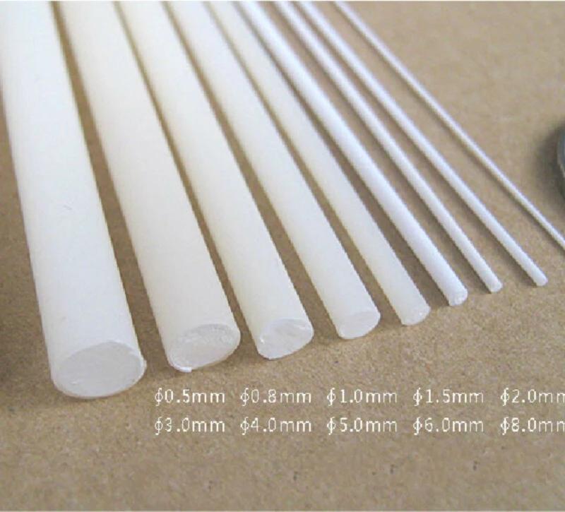 1/5/25/50PCS 0.5 To 15mm X250mm White ABS Styrene Plastic Round Bar Rods Diameter