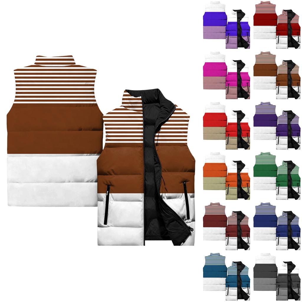 Ladies' Casual And Fashionable Sleeveless Vest Conventional Pattern Cotton Jacket