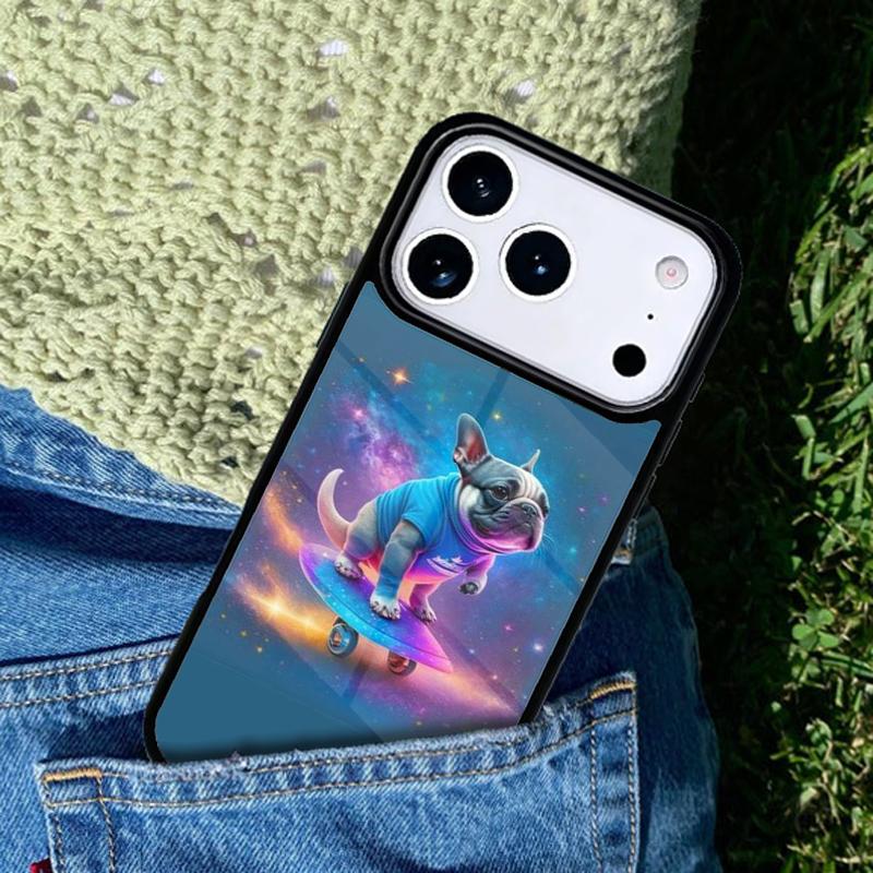 Чехол для телефона 'Собака-скейтер в космосе' для iPhone 17 AIR 16 Pro Max 15 14 Pro 11 12 13 Ударопрочный силиконовый чехол