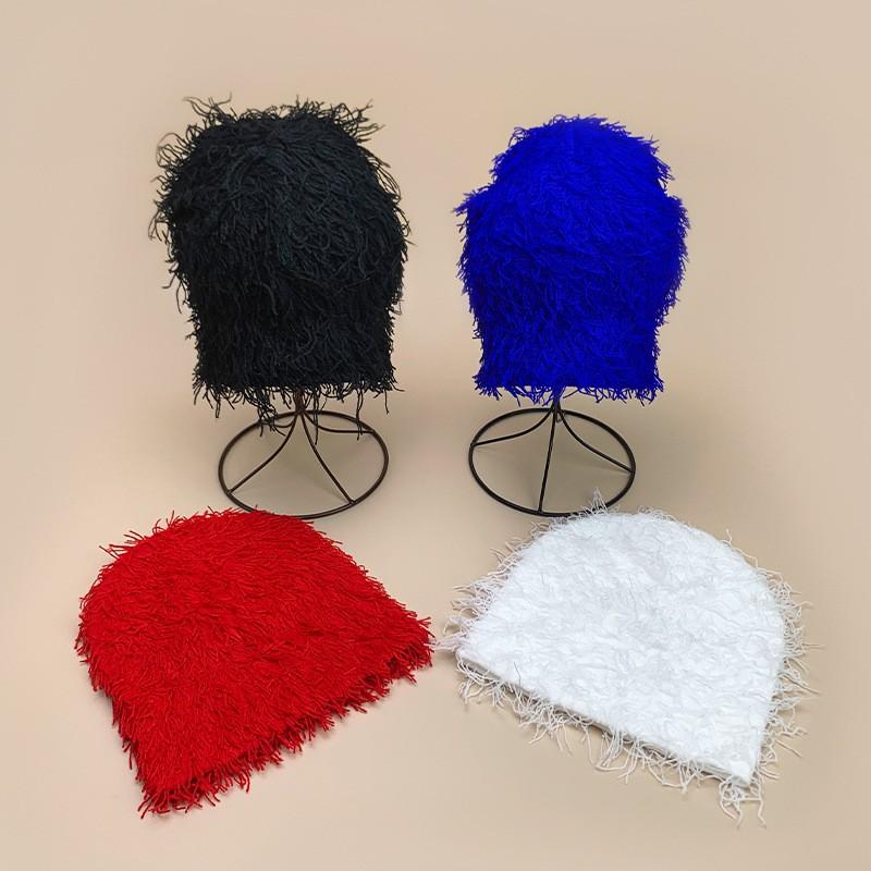 Funny Fuzzy Knit Beanie Men Women Warm Hip Hop Outdoor Solid Color Hat