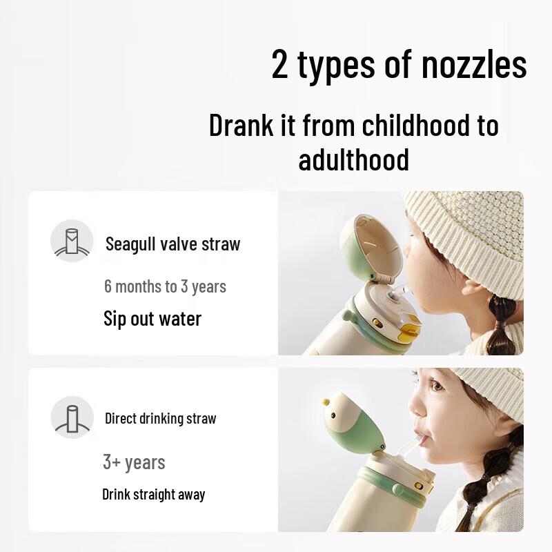 Babycare Little Penguin Kids Thermos Straw Cup with Strap