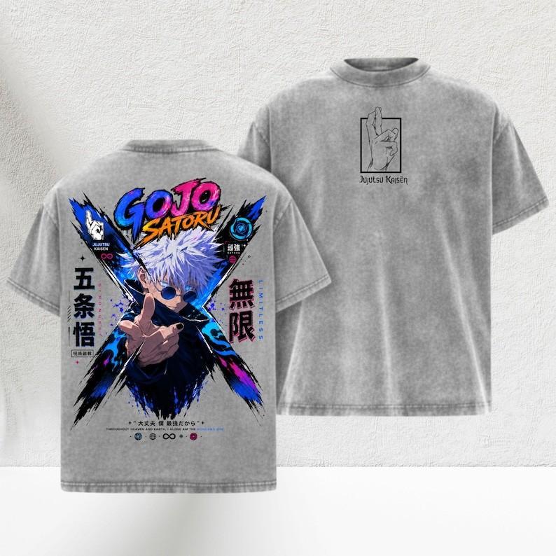 Anime Gojo Satoru Shirt, Limitless Honored One Washed Anime Tee, JJK Manga Stree