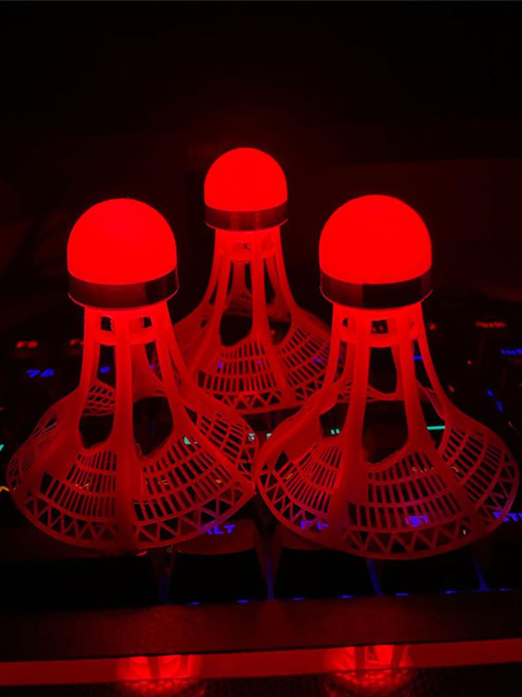 3Pcs Red Light Badminton LED Glow in The Dark Badminton Shuttlecocks Windproof Birdies Ideal for Practice Nighttime Play