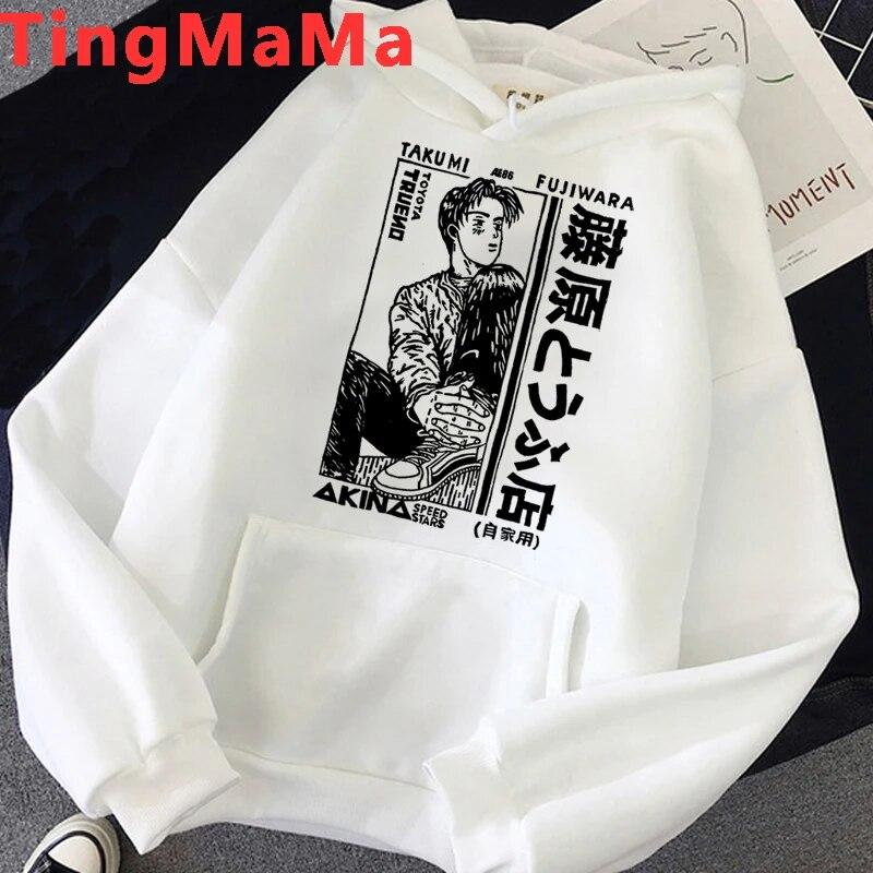 Hot Japanese Anime Initial D Hoodies Unisex Kawaii Cartoon Harajuku Winter Warm Unisex Tops Streetwear Fashion Sweatshirts Male Unisex