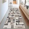Коврик для прихожей с квадратным узором под дерево, нескользящая дорожка, моющийся ковер, коврик