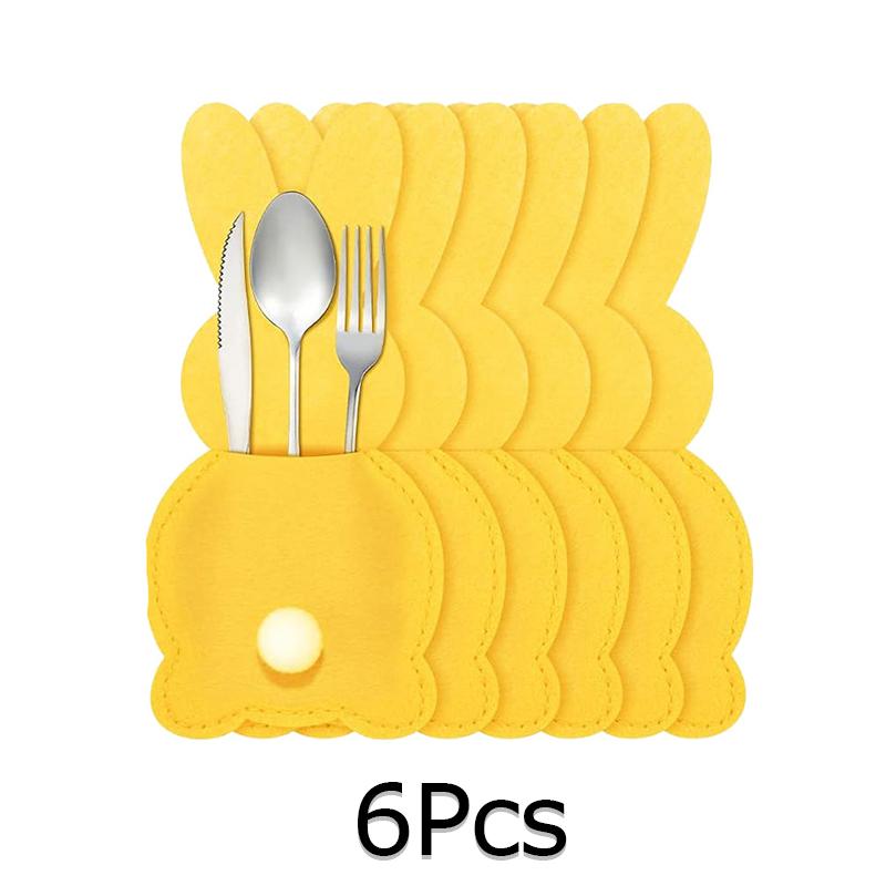 6 шт./компл. фетровая ткань для украшения праздничного стола, мешочки для столовых приборов в виде кролика, пасхальные мешочки для ножей и вилок на день рождения, разноцветные