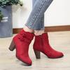 Large Size Cross-border Thick Heel Short Boots Autumn Suede Belt Buckle High Heel Bare Boots Women's Side Zipper Martin Boots