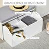 Storage Bench With Gray Cushion Shoe Cabinet Shoe Bench With Large Double Compartment Drawer White MDF