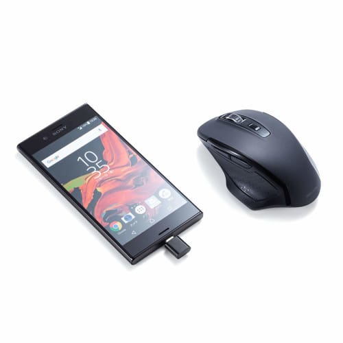 SANWA SUPPLY Бесшумная беспроводная мышь с синей светодиодной подсветкой, с разъемами Type-C/A в комплекте, большая 5-кнопочная MA-WBLC169BK