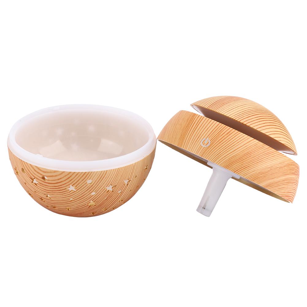 130ml Portable Humidifier Wooden Grain Air Diffuser Mist Hollow Air Atomizer With LED Light