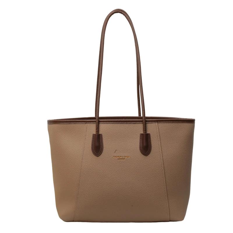 Классическая однотонная сумка-тоут из искусственной кожи на плечо большой вместимости, новая модная женская сумка в стиле ретро