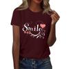 Женская футболка с круглым вырезом и коротким рукавом с принтом в виде буквы «улыбка»
