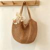 Summer small fresh tote woven bag new hollow portable women's bag lazy wind shoulder bag vacation beach bag