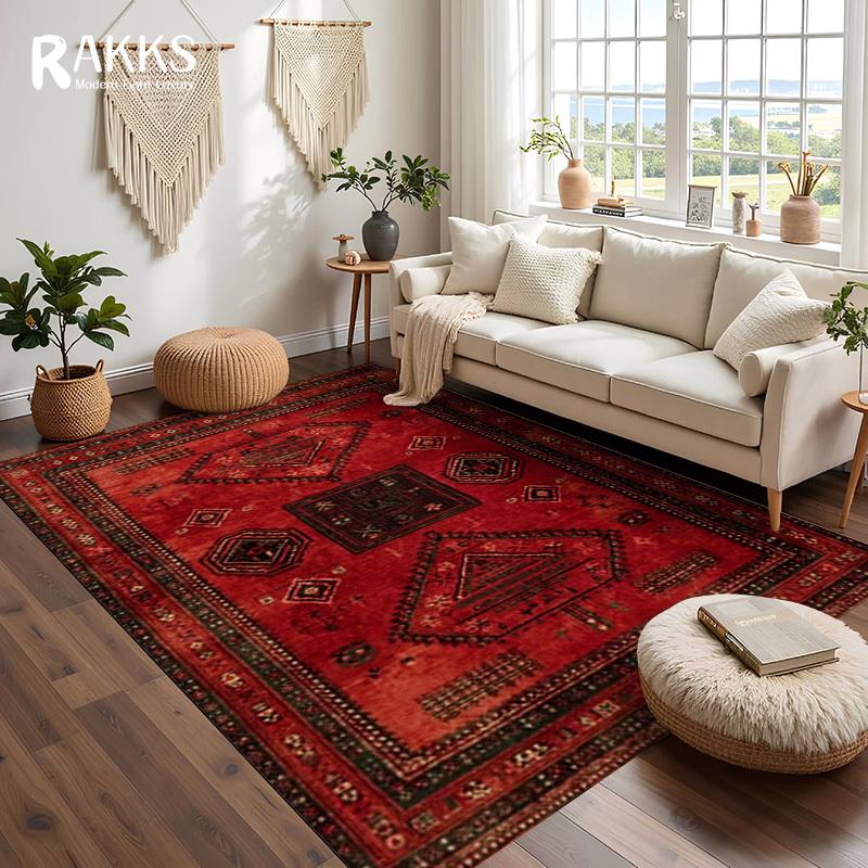 RAKKS Ретро Красный Персидский Ковер / Турецкий Ковер Нескользящий Декор для Гостиной Ковер для Дивана Ковер для Спальни Прикроватный Коврик Кухонный Коврик для Пола