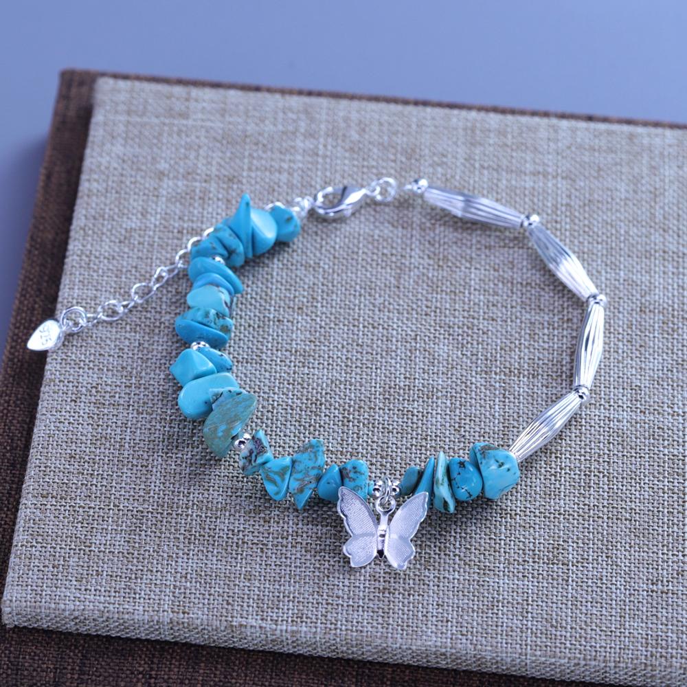 925 Silver Diamond-Studded Butterfly Bracelet Women's Fashion Temperament Flower Adjustable Jewelry