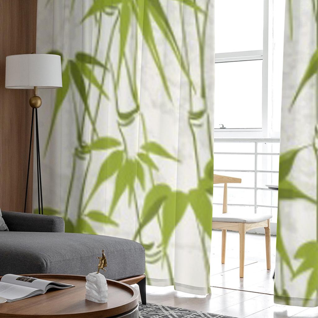 Бамбуковые прозрачные тюлевые шторы с рисунком листьев для гостиной, спальни, кухни, украшения, вуаль, шторы из органзы