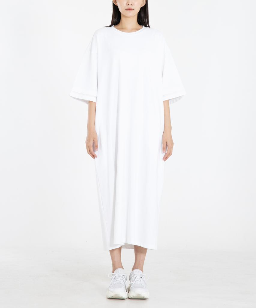 Row To Row Wrd030 Fine Cotton Boxy Fit Tee Dress (Cotton White)