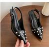 Fashion 2025 Women's High Heels Pointed Toe Cover Toe Side Cutout  Women Heels Solid Studs Thin Heels Leisure Dress Sandalias De Mujer