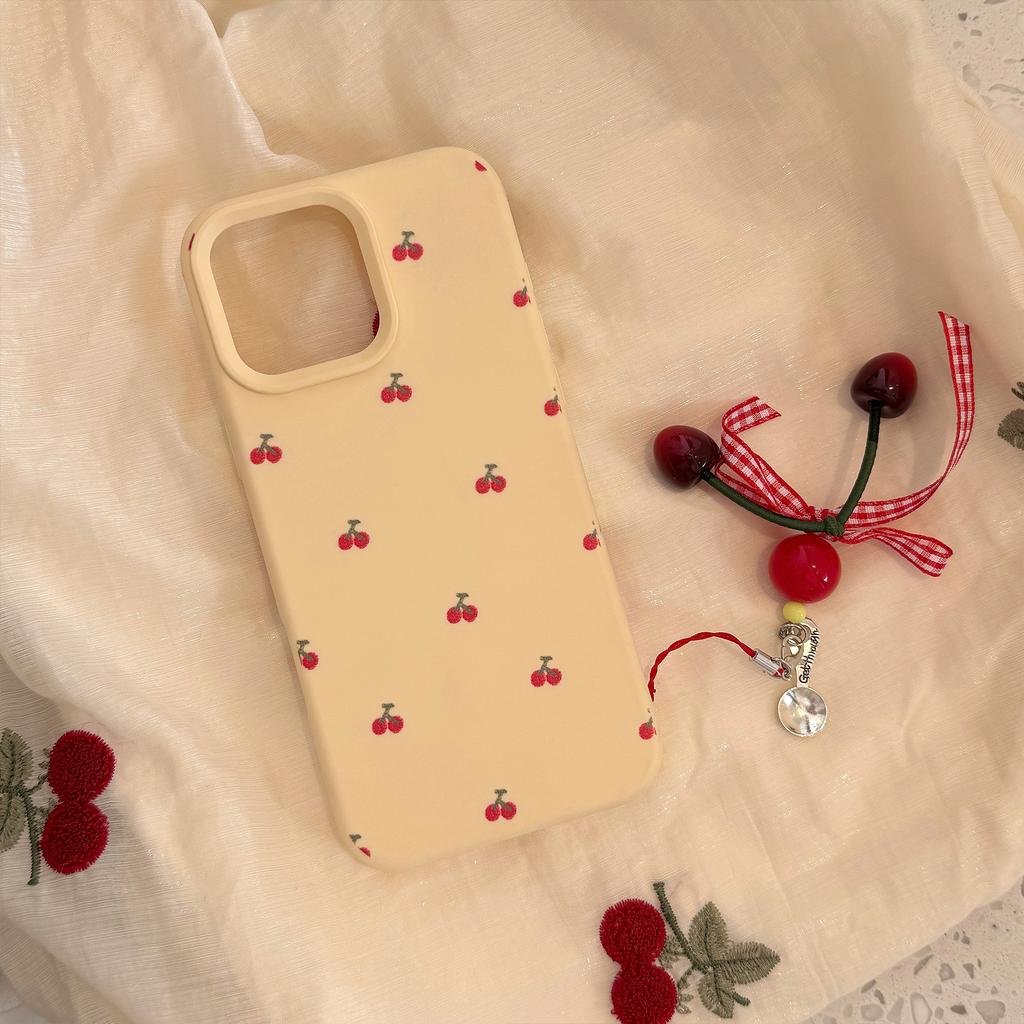 Ins Cherry Pendant for Apple 17 Phone Case 15Pro Max Cute Girl for IPhone 14 All Inclusive 13