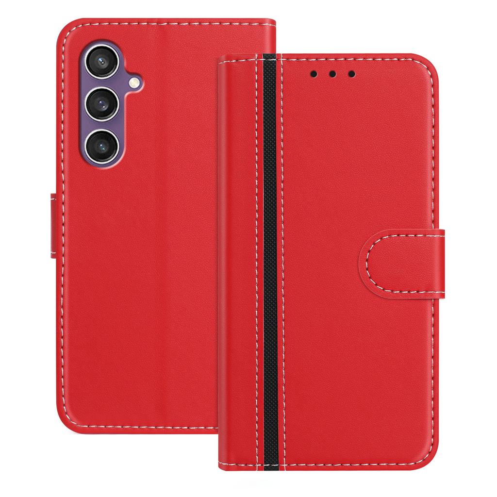 For Samsung Galaxy S23 FE Phone Cases Wallet Stand Color Splicing Leather Cover with Magnetic Clasp