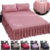 New Solid Color Bed Shirt Bedding Protector Cover Mattress Bed Fitted Sheet Princess Ruffles Sheets (No Pillowcase)