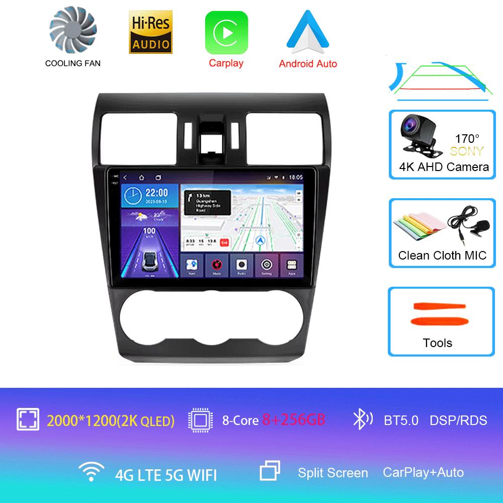 Автомобильное радио Android 14 Carplay для Subaru WRX Forester 4 SJ 2016 2017 2018 - 2022 Навигация GPS Мультимедийный проигрыватель Wi-Fi+4G BT DSP